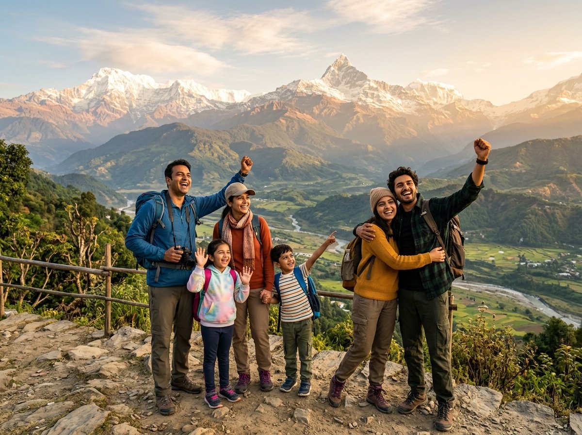 Happy travellers exploring India with Umbrella Trip